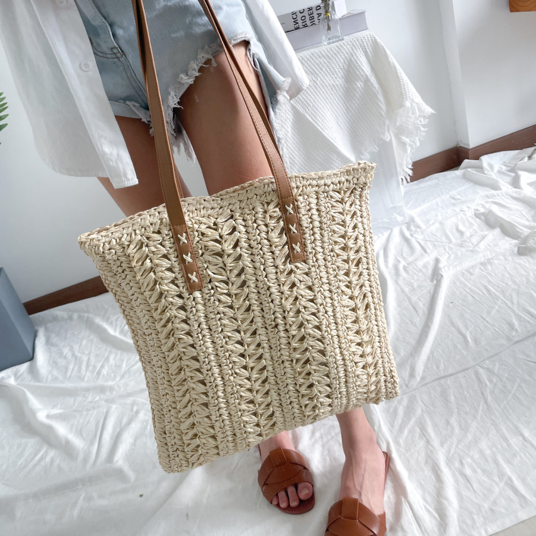 Shoulder Carry Straw Totebag