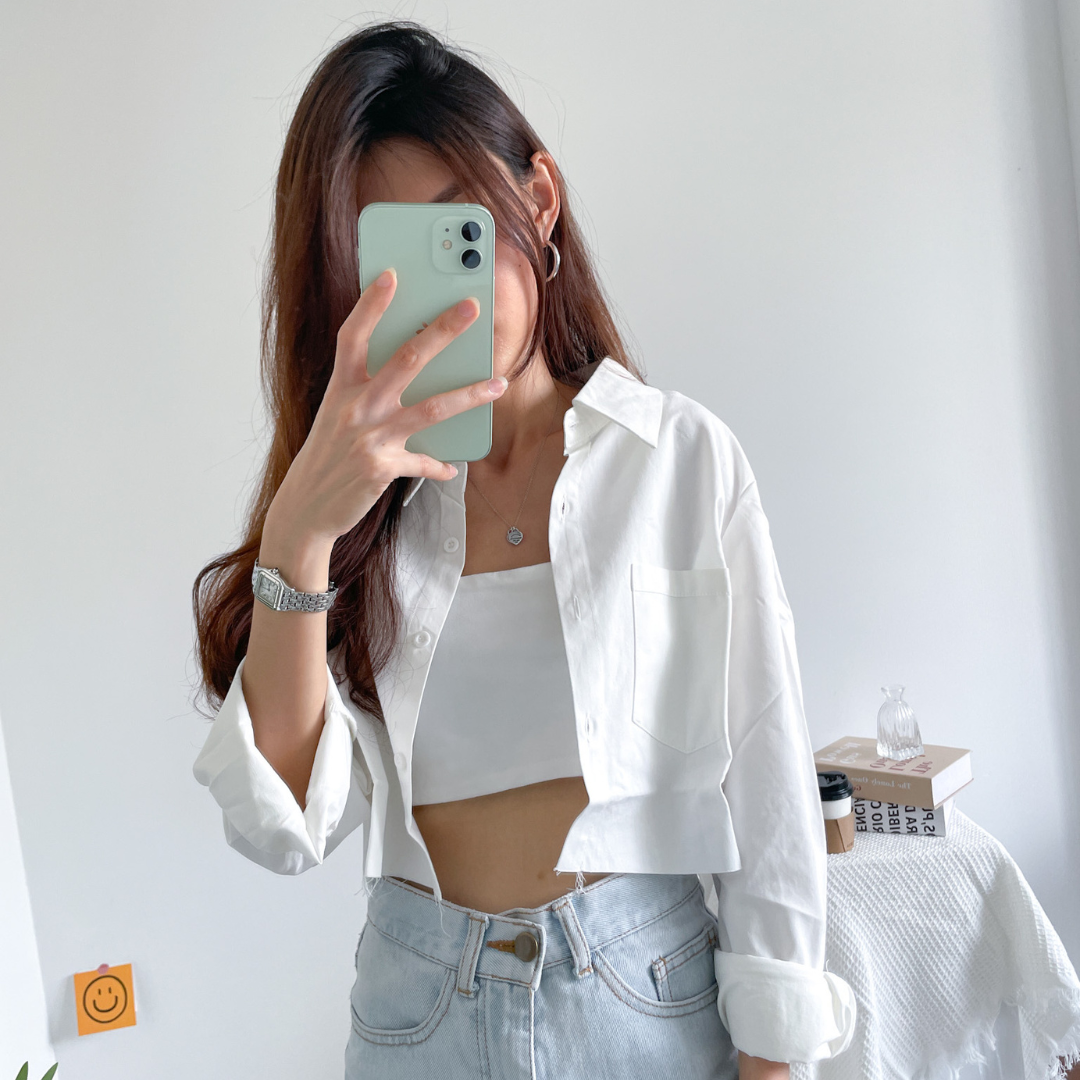 Carter Crop Pocket Blouse Top