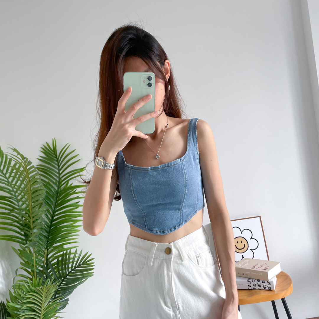 Zena Denim Basic Crop Top