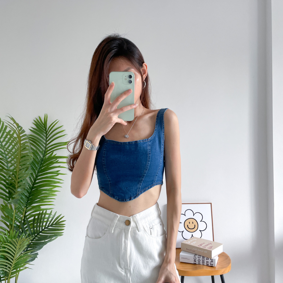 Zena Denim Basic Crop Top