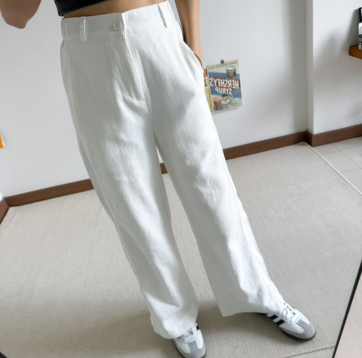 Petite Evan Linen White Pants