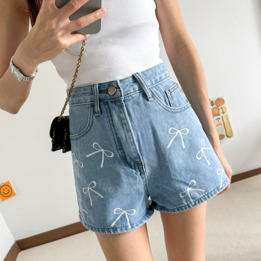 Elynn Ribbon Denim Shorts