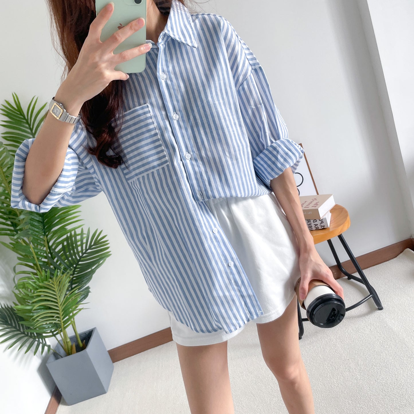 Petite Ember Pocket Stripe Blouse