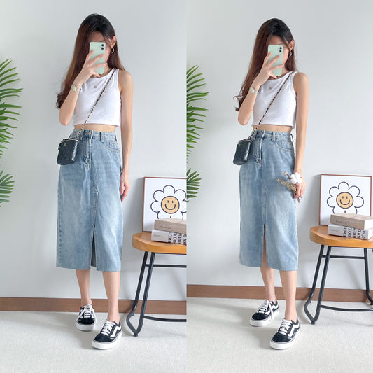 Briar Front Slit Denim Skirt