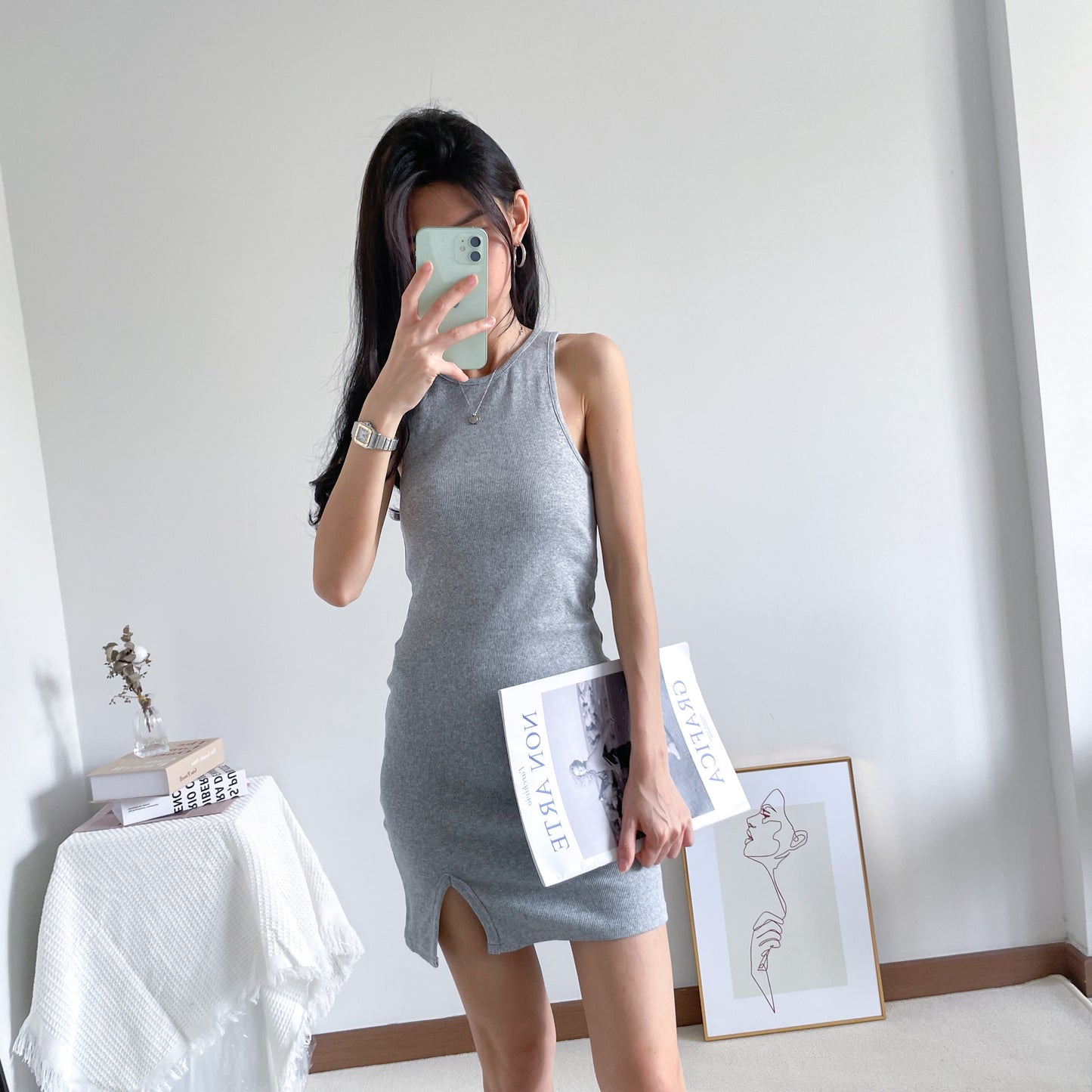 Emma Basic Slit Tank Dress