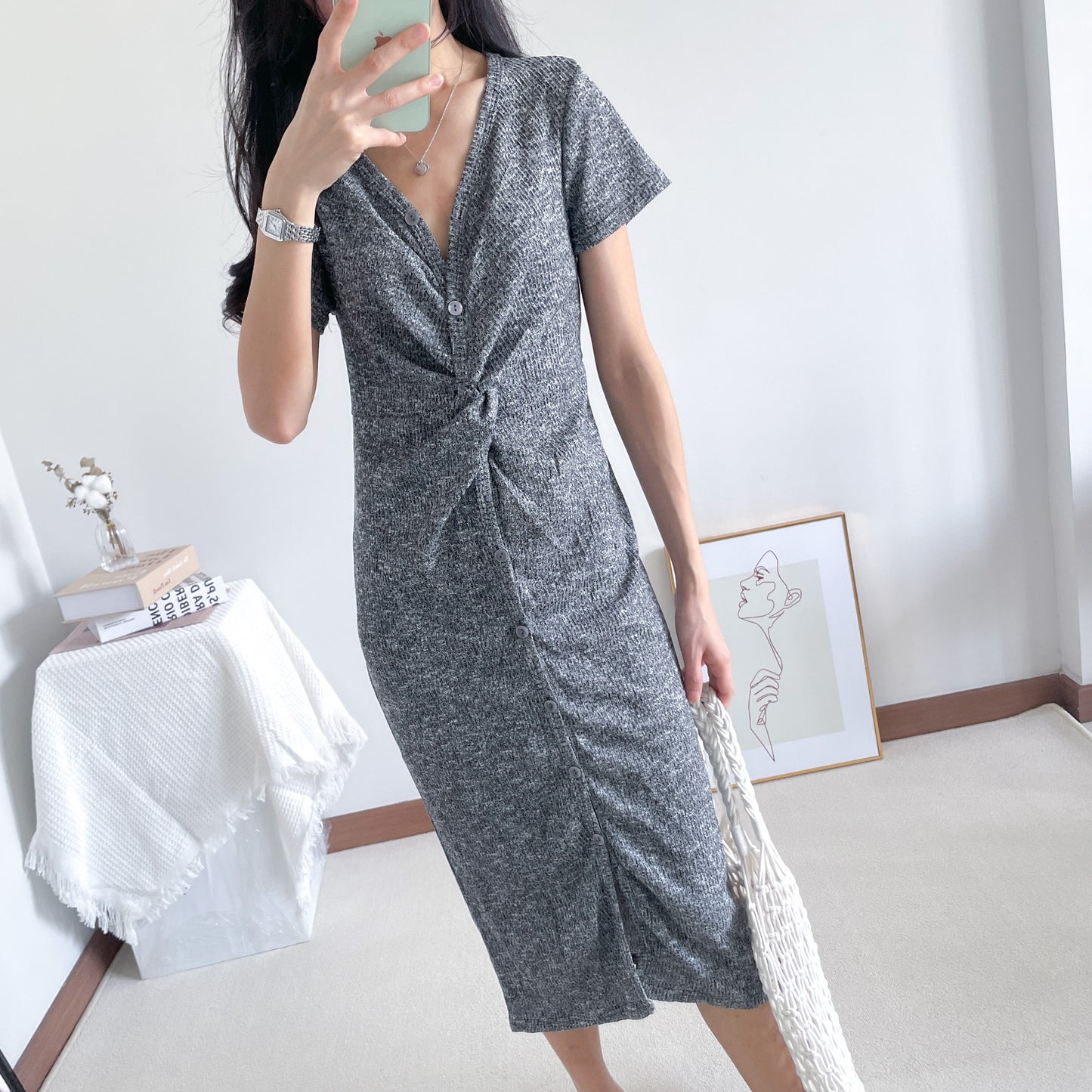 Kristina Knot Button Dress