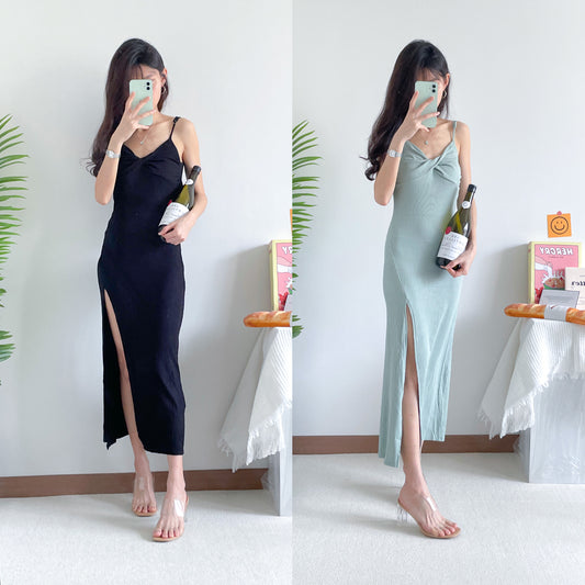 Nikita Knot Side Slit Dress