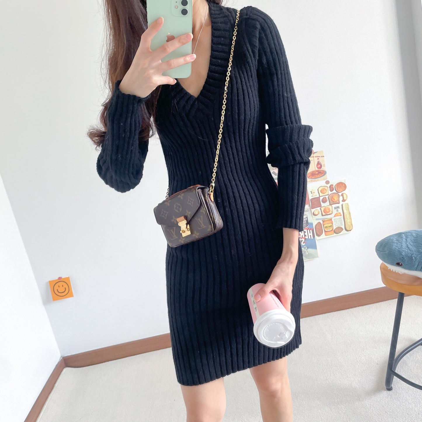 Anika Knitted V Neck Dress