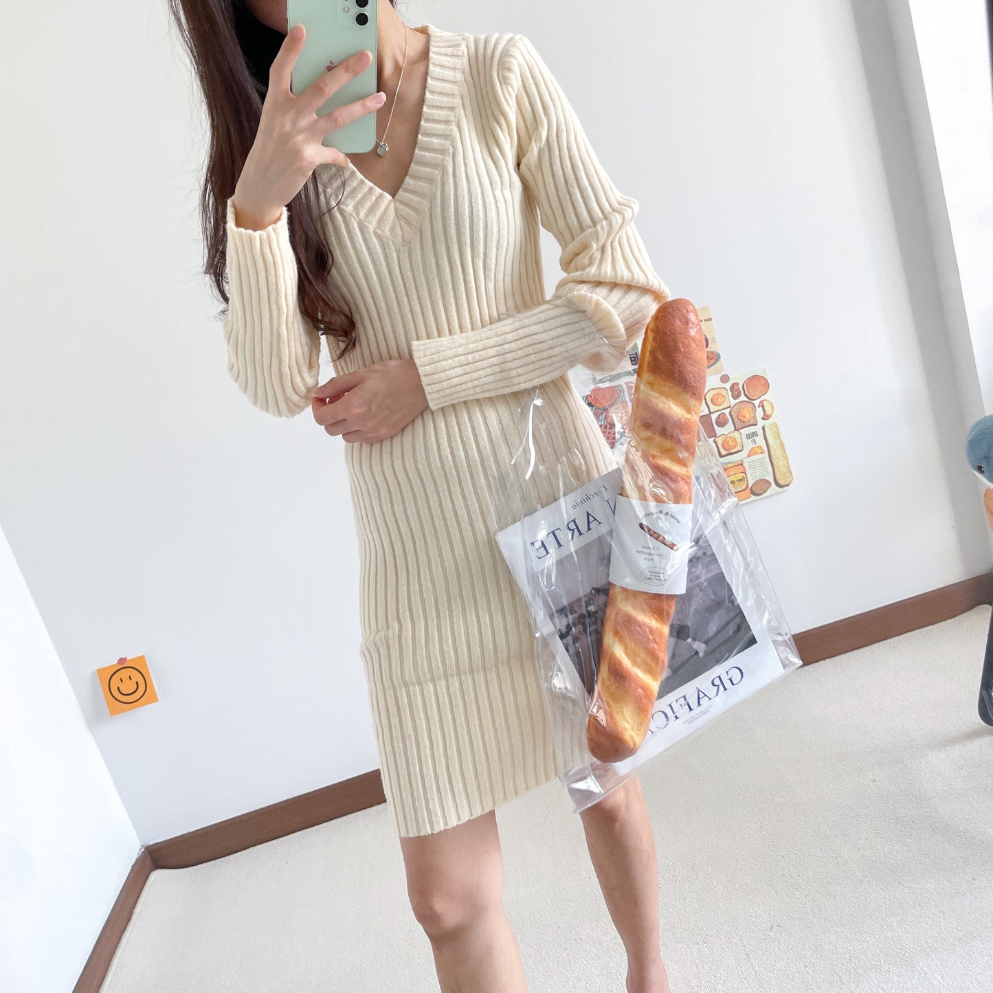 Anika Knitted V Neck Dress