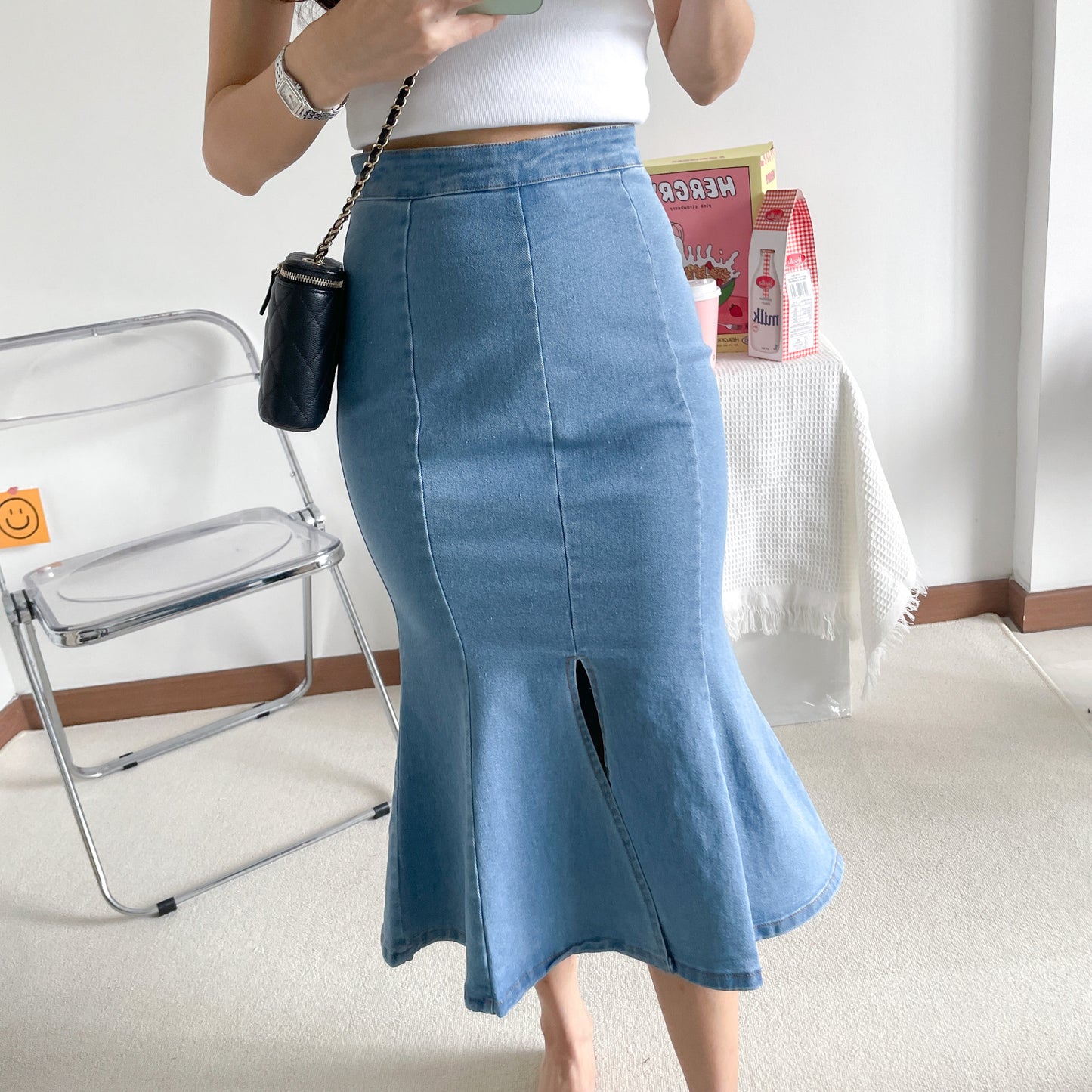 Petite Delphia Denim Skirt