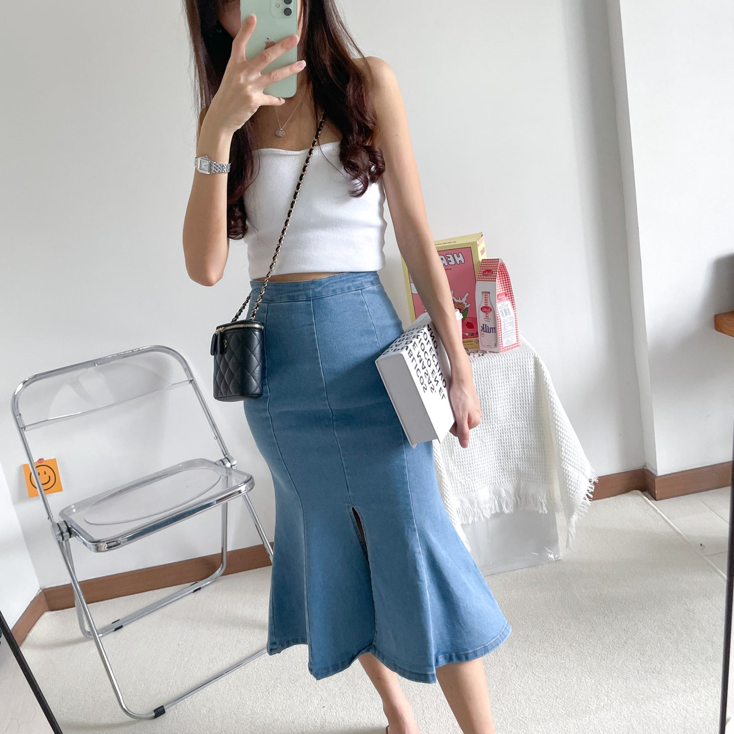 Petite Delphia Denim Skirt