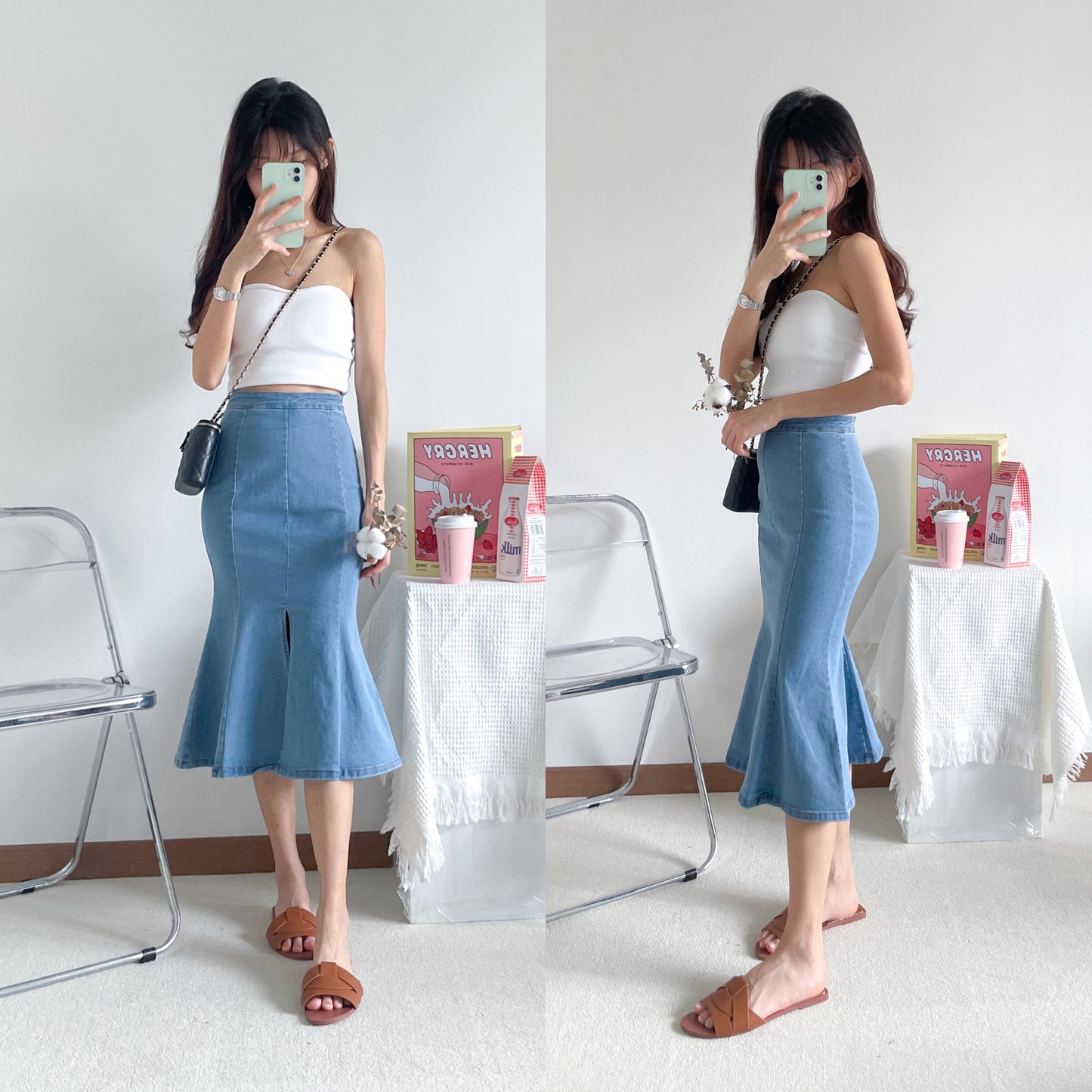 Petite Delphia Denim Skirt