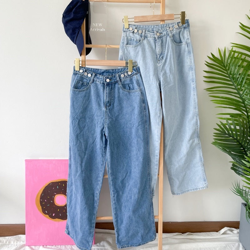 Petite Adjustable Button Jeans