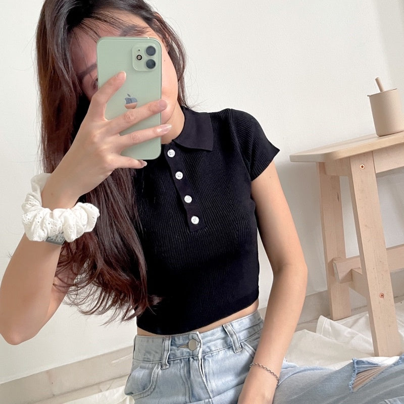 Rina Knitted Polo Top