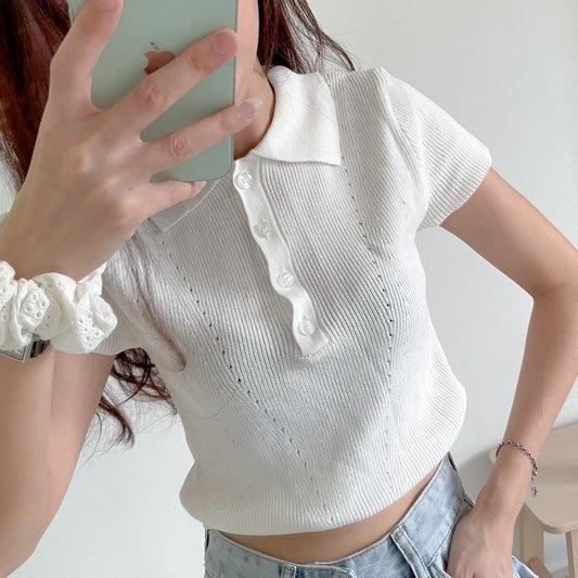 Rina Knitted Polo Top