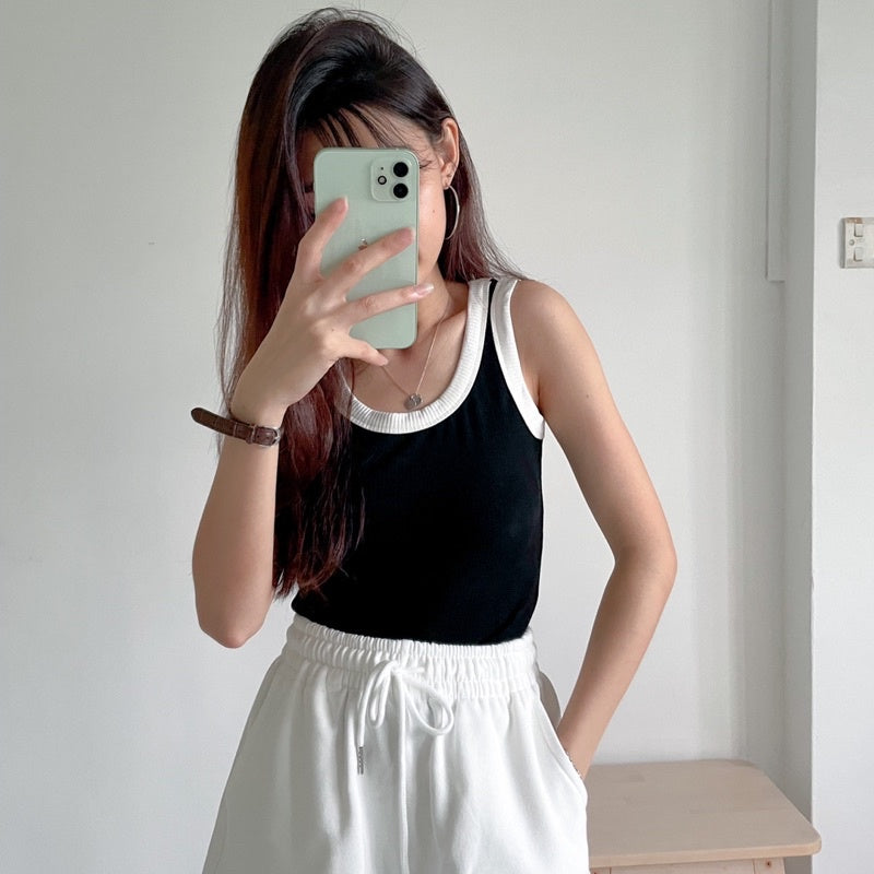 Basic 2 Tone Sleeveless Top