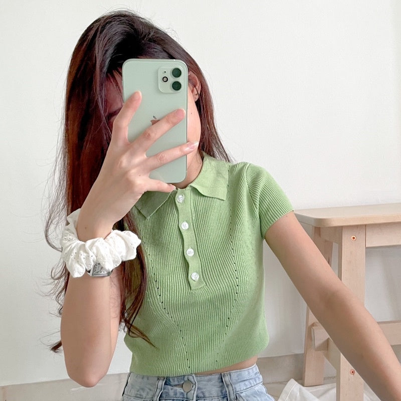 Rina Knitted Polo Top