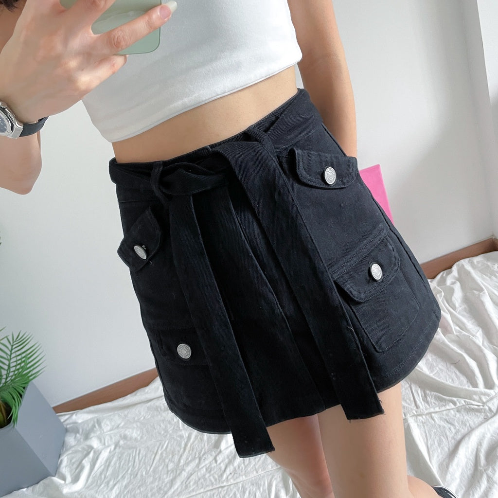 Lisa Tie Denim Skirt