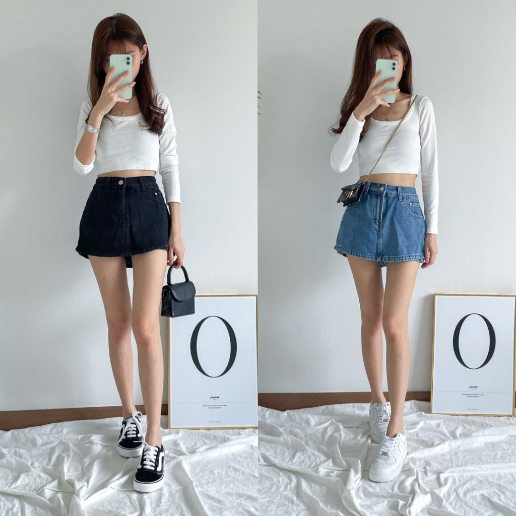 Petite Adely Denim Skorts