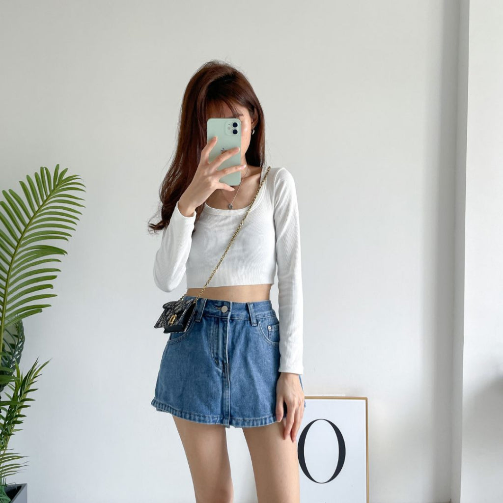 Petite Adely Denim Skorts