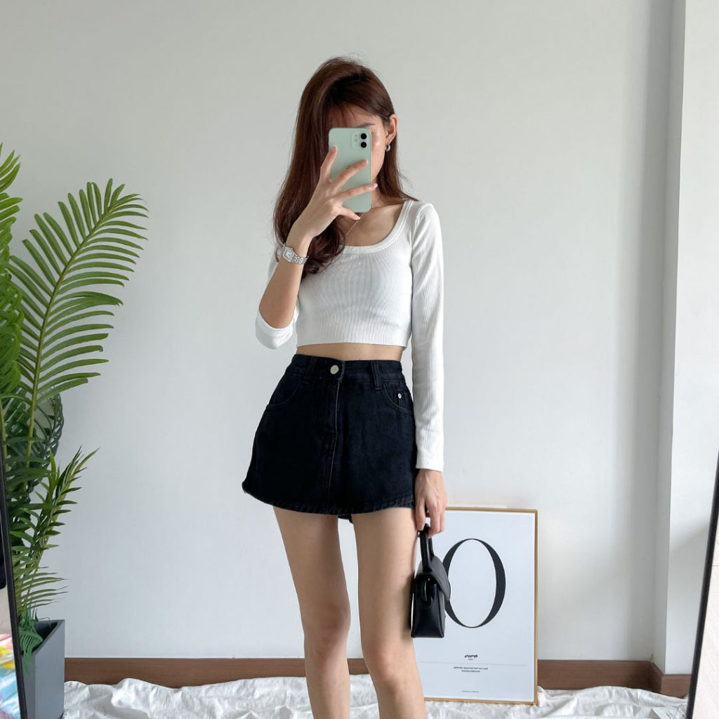 Petite Adely Denim Skorts